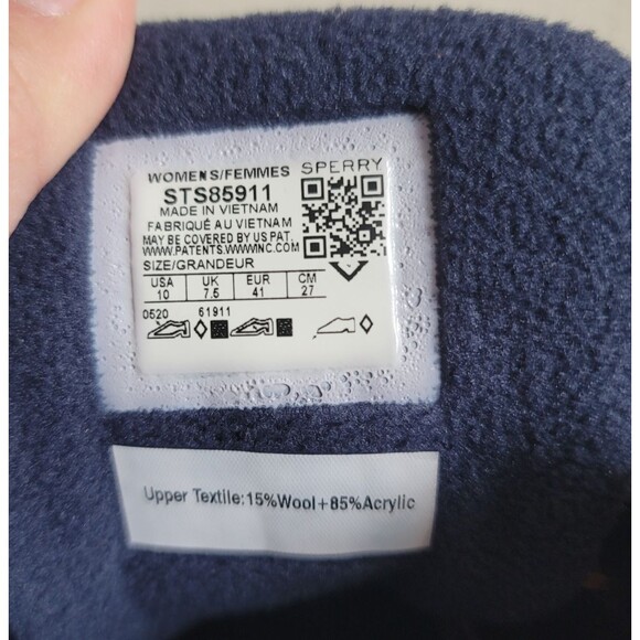 Sperry Women's Saltwater Emboss Wool Rain Winter Snow DUCK BOOT Navy Sz 10 - Picture 8 of 9